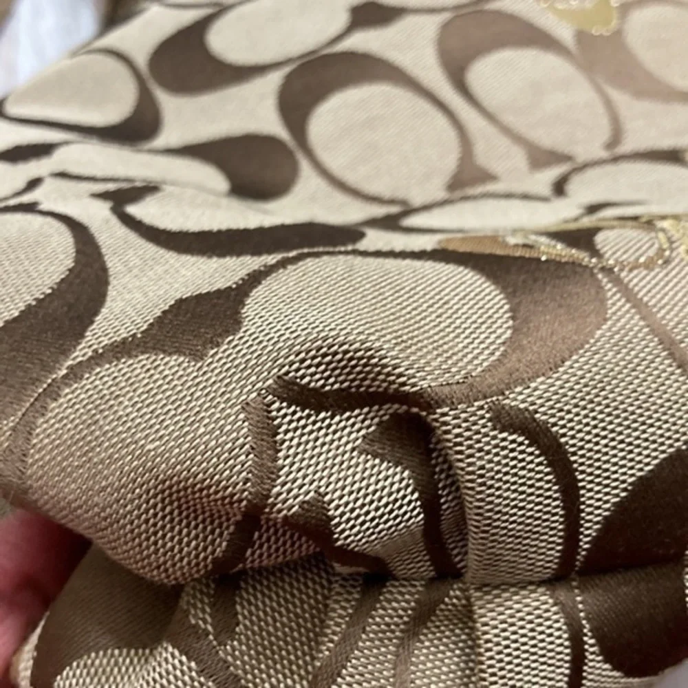 Coach vintage y2k signature poppy brown signature c tote bag gold hearts RARE